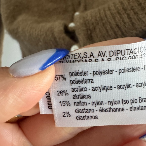 Zara Brown Cropped Button-Front Fuzzy Cardigan - Picture 5 of 6